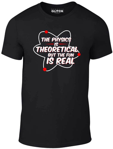 Men's Black T-Shirt With a  Physics is Real Slogan Printed Design